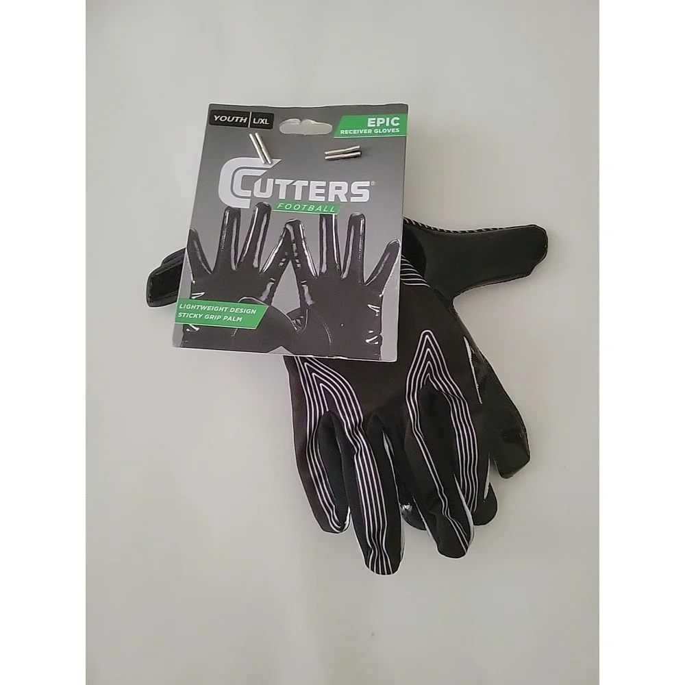 Cutters Epic Receiver Black Football Gloves Youth‎ Size L/XL NWT